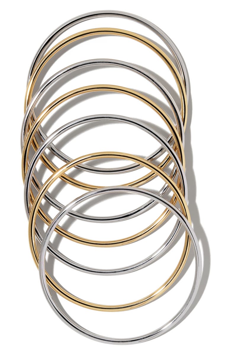 Jennifer Fisher Set of 7 Mixed Metal Bangles, Main, color, Two Tone