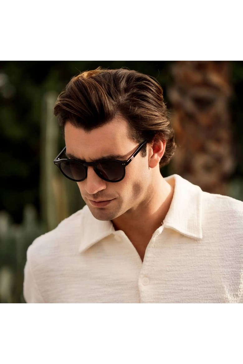 Ralph - 48mm Geometric Round Polarized Sunglasses, Alternate, color, Black