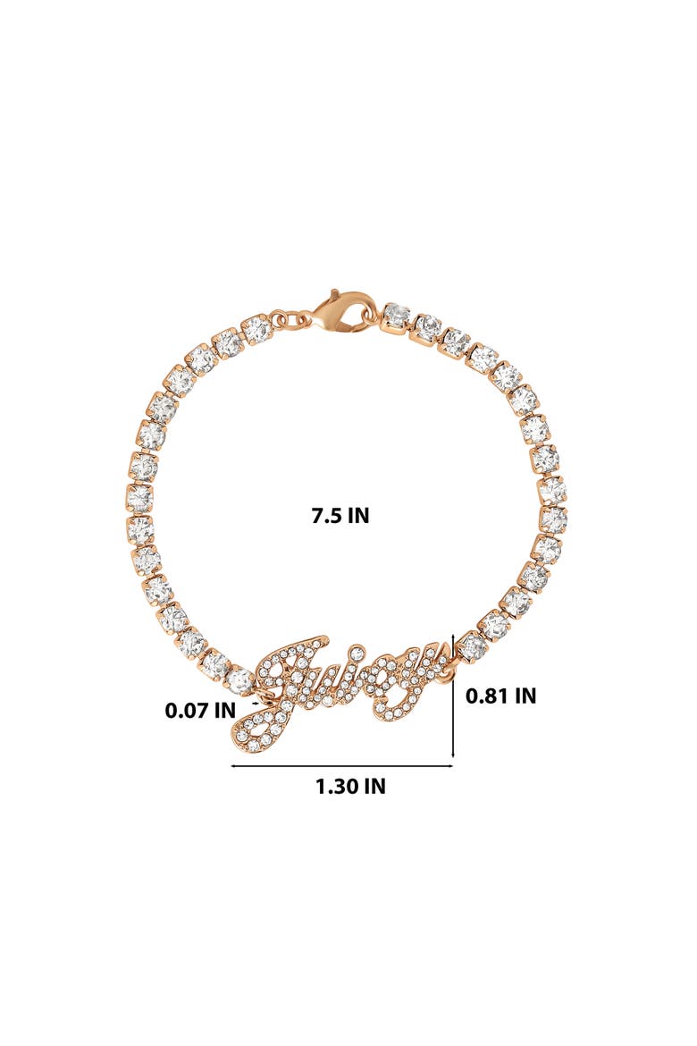 Crystal Tennis Bracelet with Signature Script Logo Charm, Alternate, color, Gold