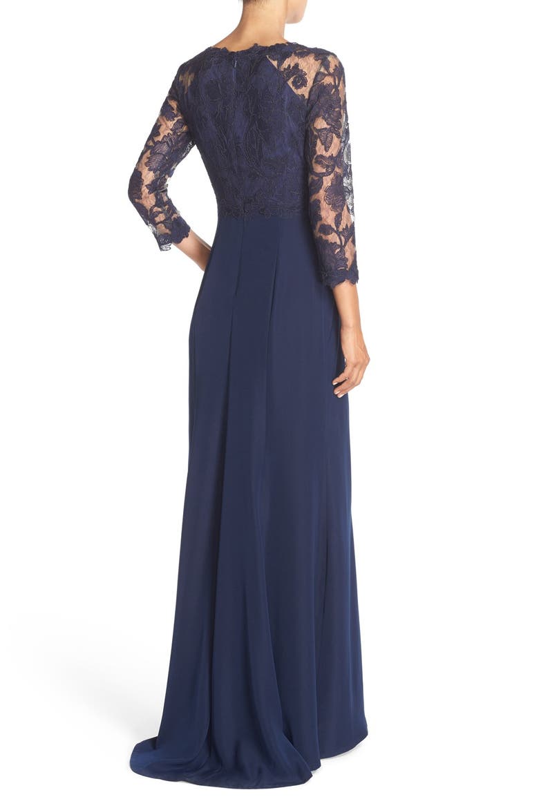 Embroidered Lace Gown, Alternate, color, ROYAL NAVY