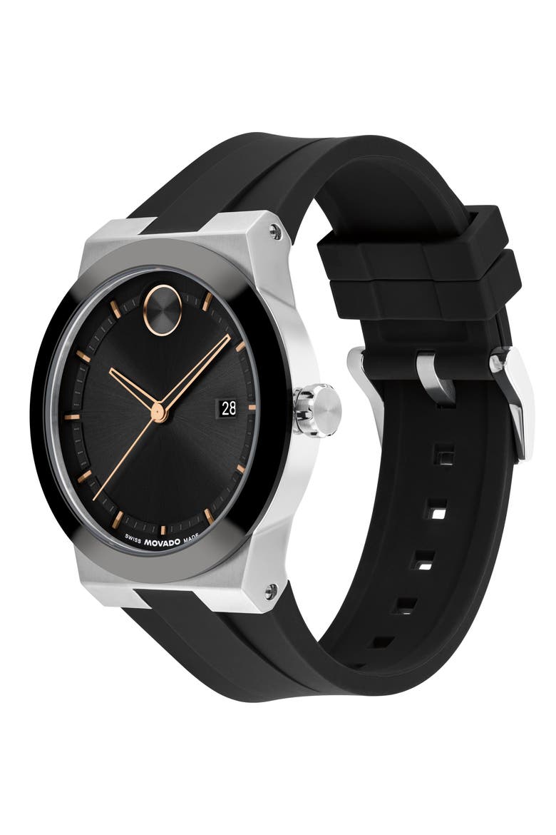 Bold Fusion Silicone Strap Watch, 42mm, Alternate, color, BLACK DIAL