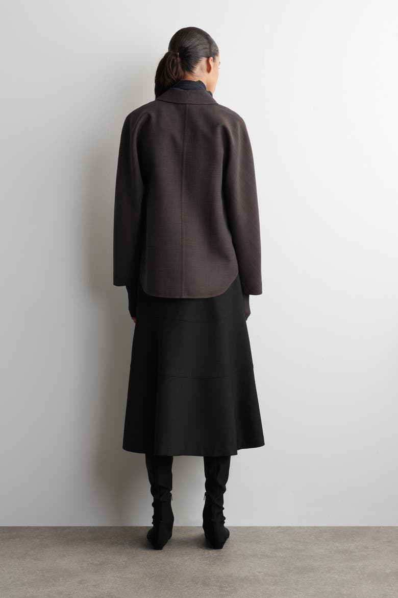 Rounded Wool-Blend Shirt, Alternate, color, BROWN