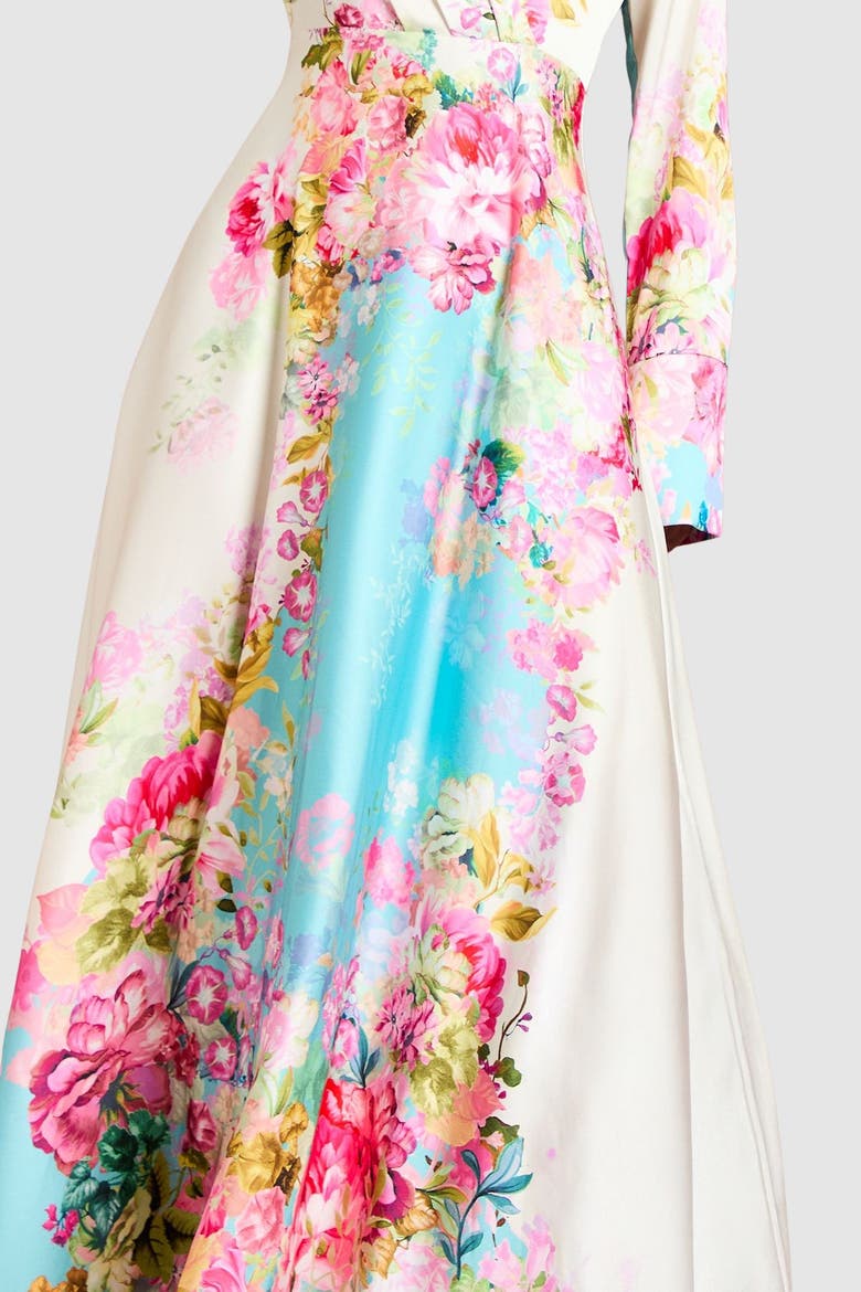 Placement Print Wrap Front Gown, Alternate, color, Multi
