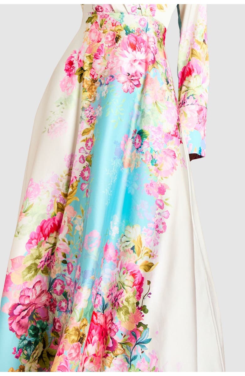 Coast Placement Print Wrap Front Gown, Alternate, color, Multi