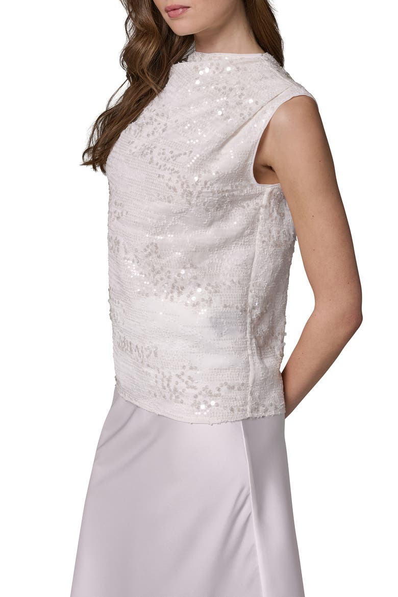 Sequin Sleeveless Top, Alternate, color, CREAM