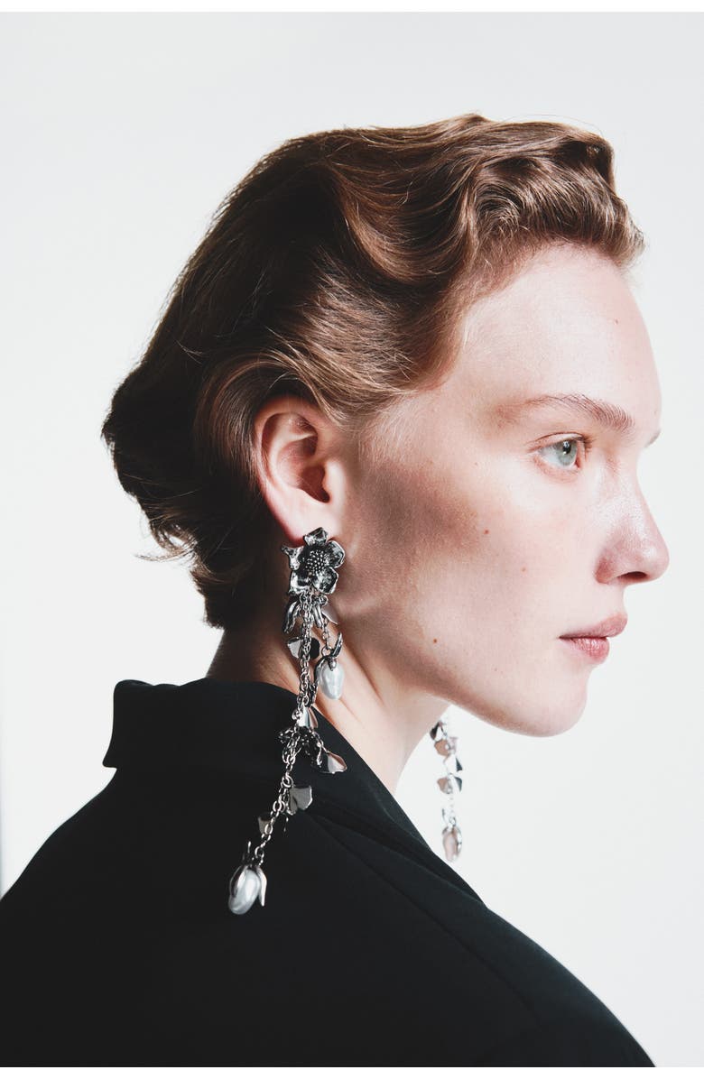 H&M Long Earrings, Alternate, color, Silver-Colored