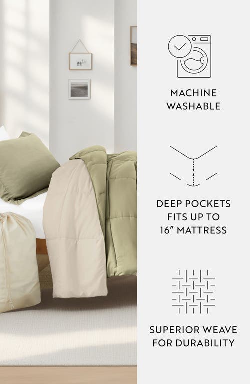 Homespun Ultimate College Essentials Bedding Bundle. In Sage/ivory