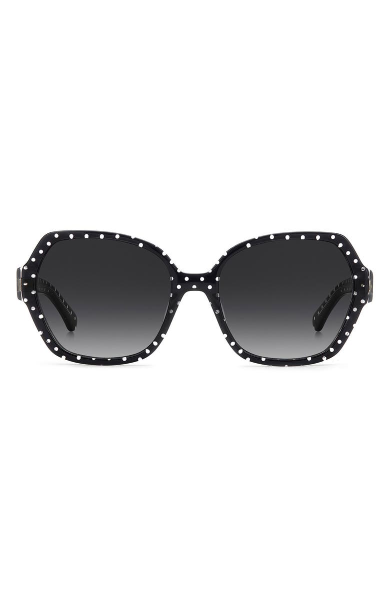Kate Spade New York layne 57mm geometric square sunglasses, Main, color, Pattern Black/ Dark Grey Sf