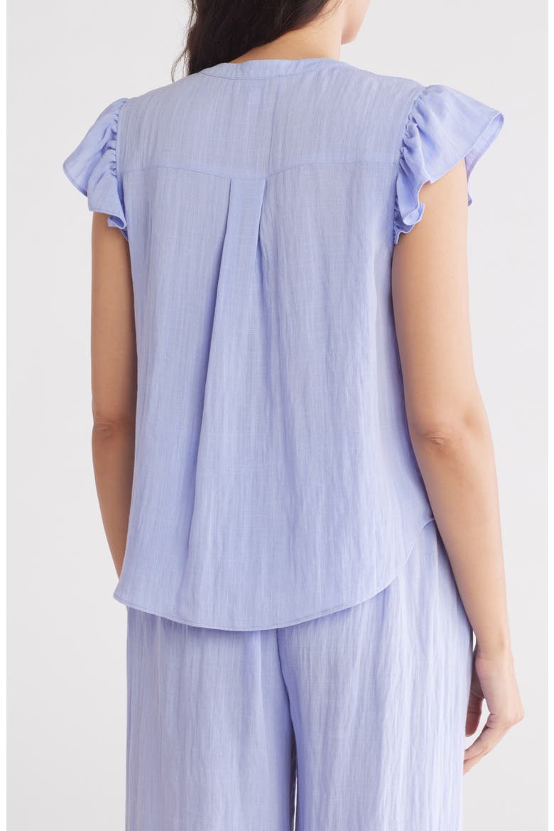 Ruffled Button-Up Shirt, Alternate, color, VIOLET