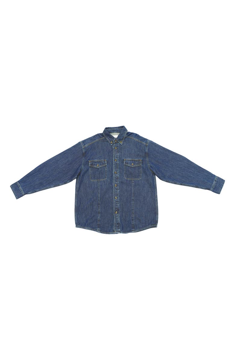 Bayeas Oversize Denim Button-Up Shirt, Alternate, color, Dark Blue
