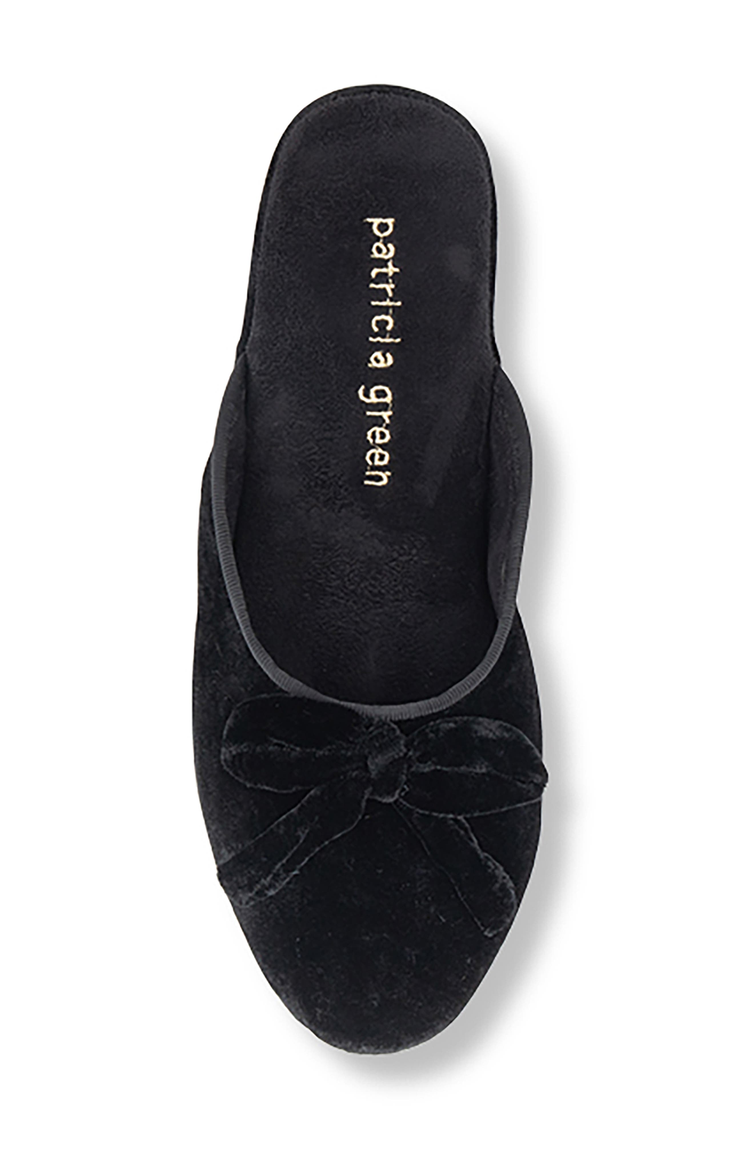 patricia green Velvet Bow Wedge Slipper, Alternate, color, Black