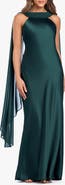 Xscape Evenings Scarf Sleeveless Satin Gown
