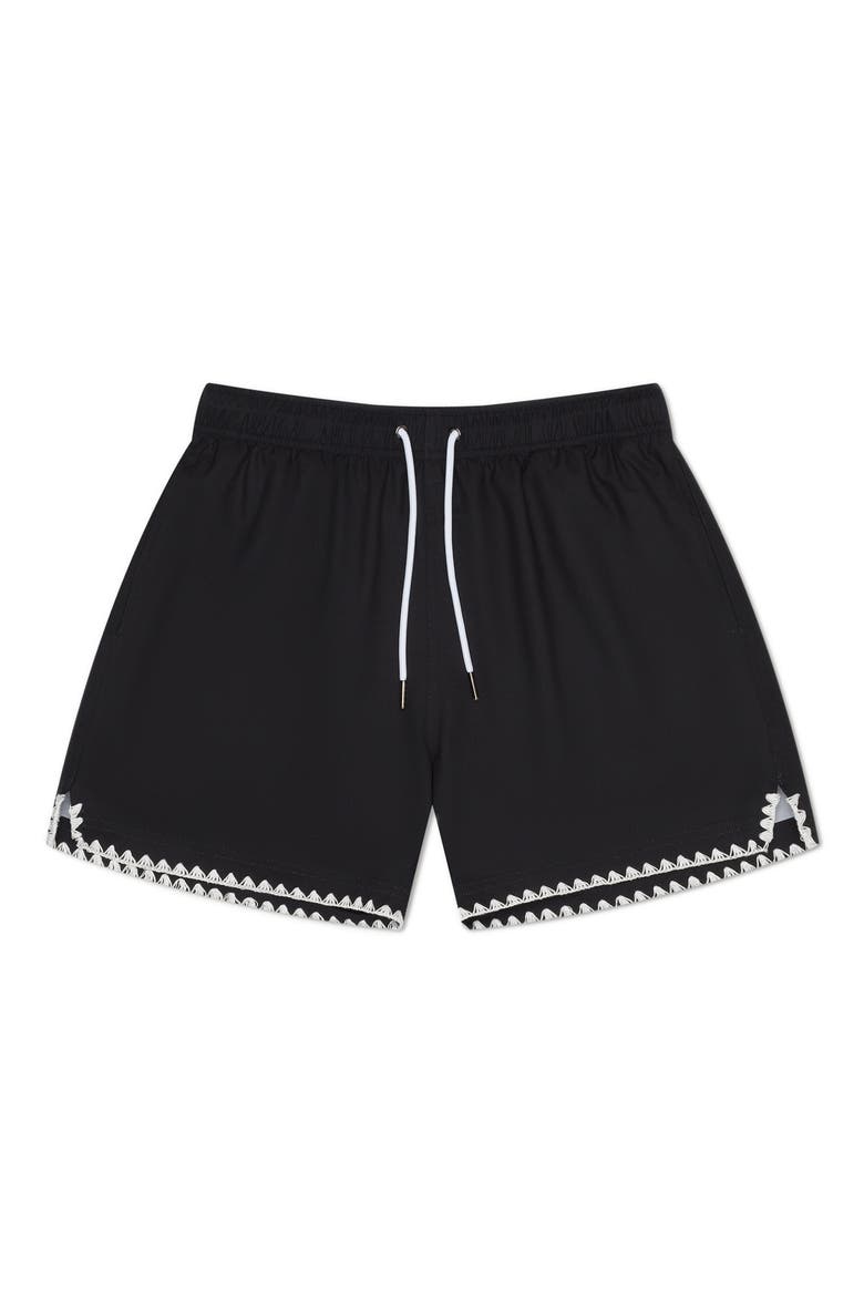 Stitch Waterproof Swim Trunks, Main, color, BLACK