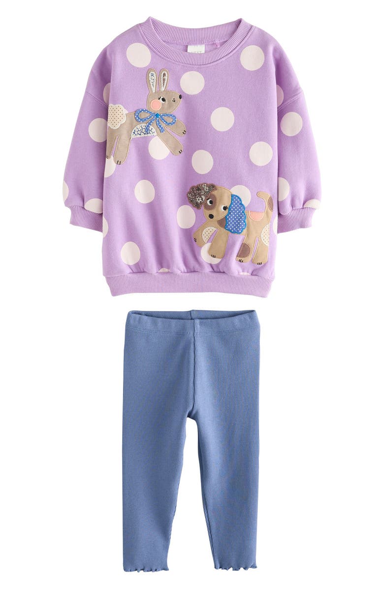 NEXT Kids' Dog Sweatshirt & Leggings Set, Main, color, Purple