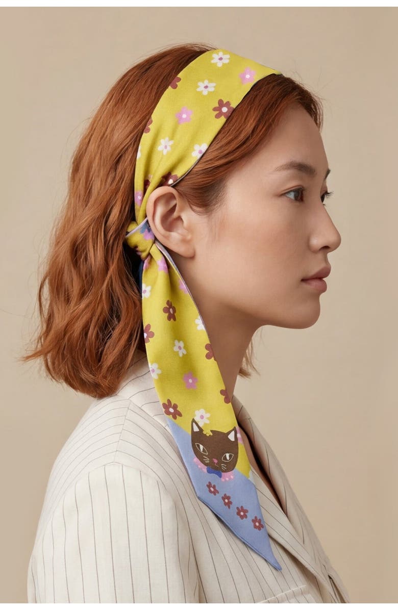 Centinelle Chat Au Chocolat Twilly Ribbon Scarf, Alternate, color, Multicolor