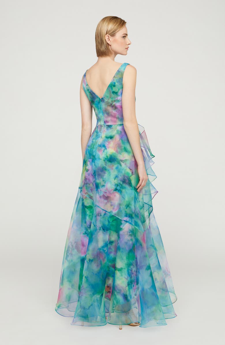 Theia Karen Print Organza Gown, Alternate, color, 