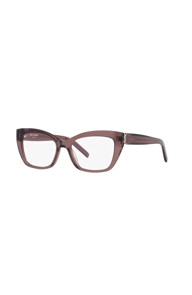 Saint Laurent 53mm Rectangle optical glasses, Main, color, Brown