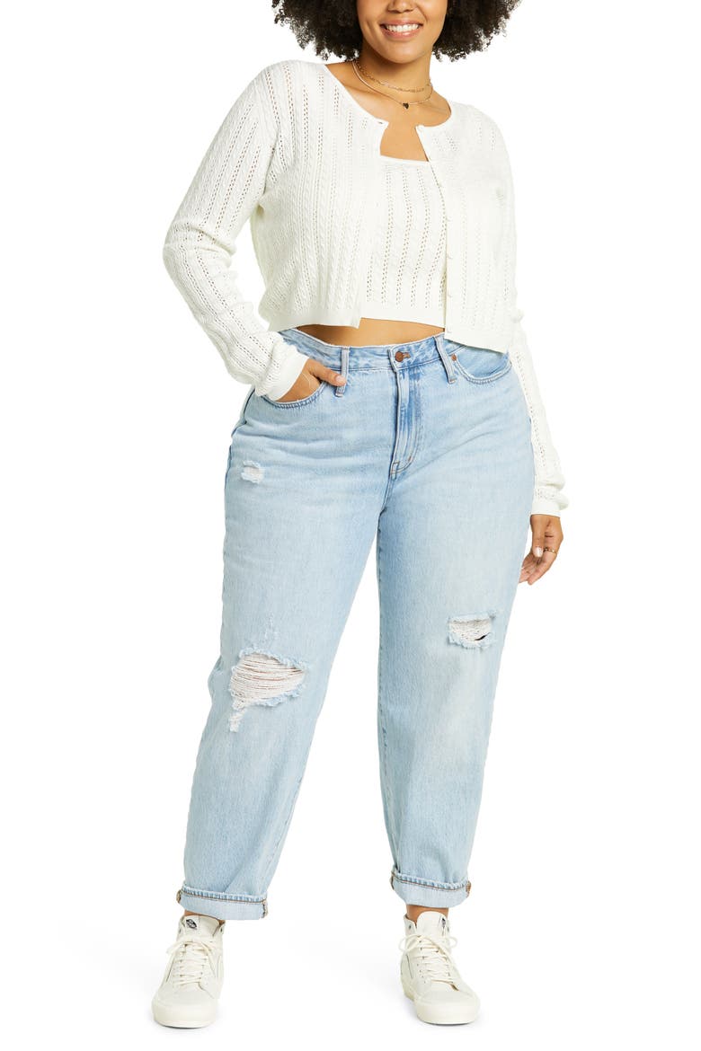 Cable Knit Tank & Cardigan Set, Alternate, color, IVORY