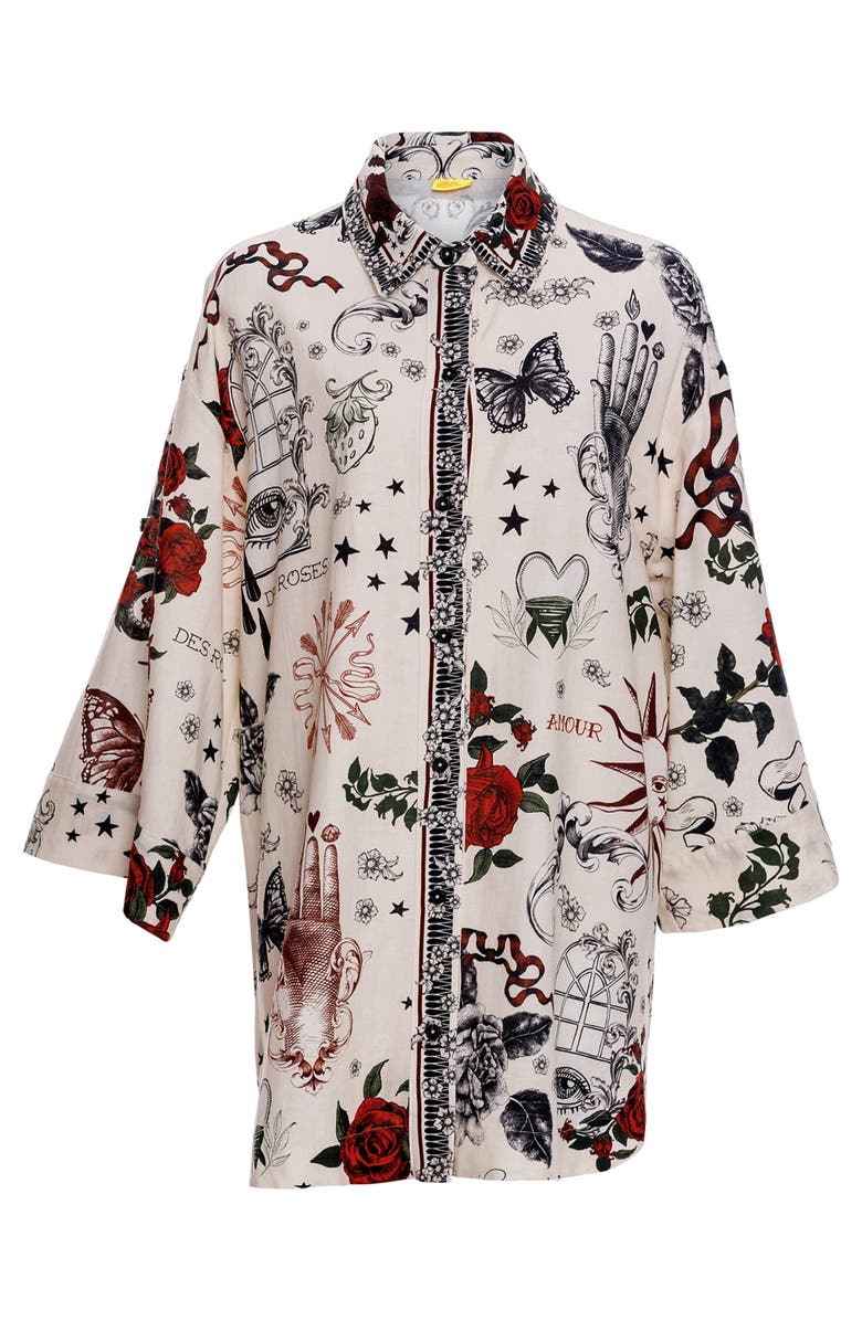 Agua Bendita Chrissy Thorn Cover-Up Tunic, Main, color, White Multicolor