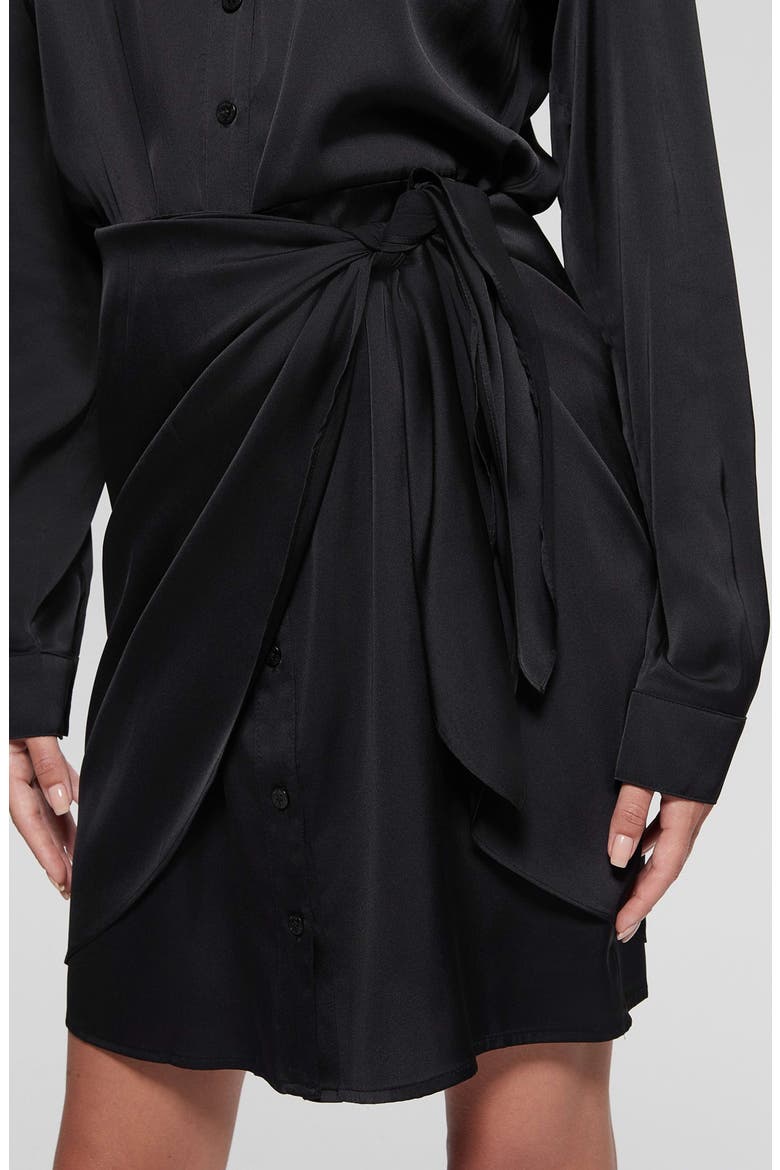 Alya Long Sleeve Mini Shirtdress, Alternate, color, JET BLACK