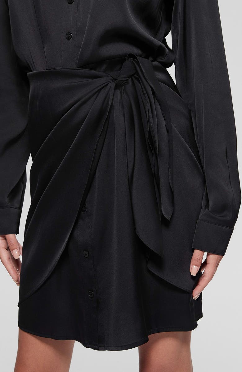 GUESS Alya Long Sleeve Mini Shirtdress, Alternate, color, Jet Black