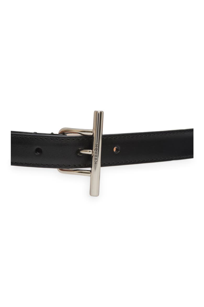 Sling Leather Belt, Alternate, color, BLACK/ SILVER