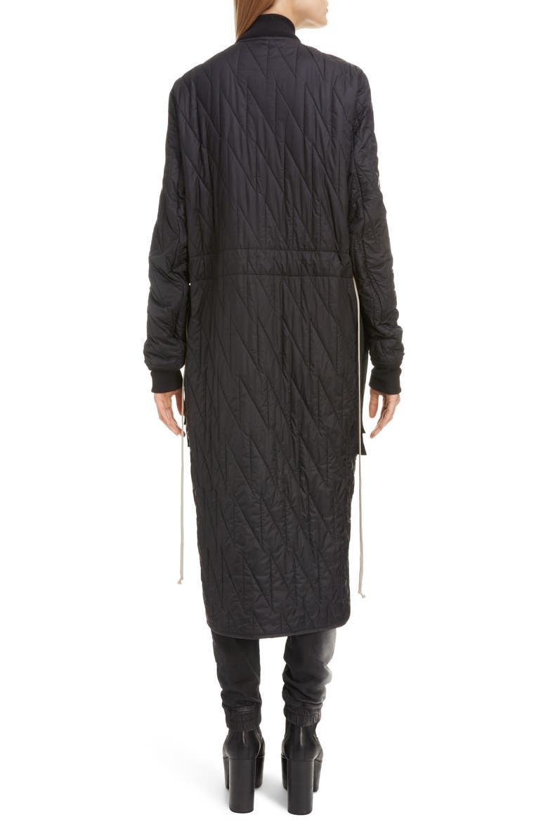 Suede Pocket Quilted Longline Jacket, Alternate, color, BLACK
