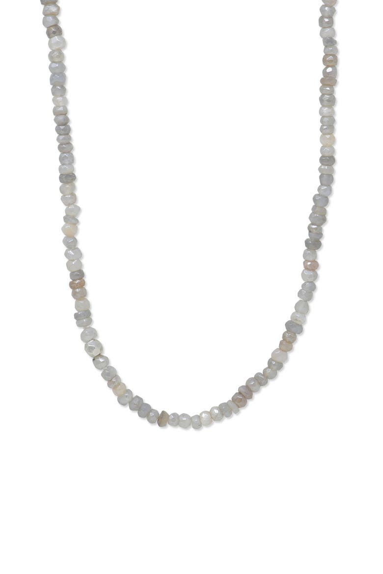 Bohème Faceted Grey Moonstone Rondelle Necklace, Main, color, SILVER