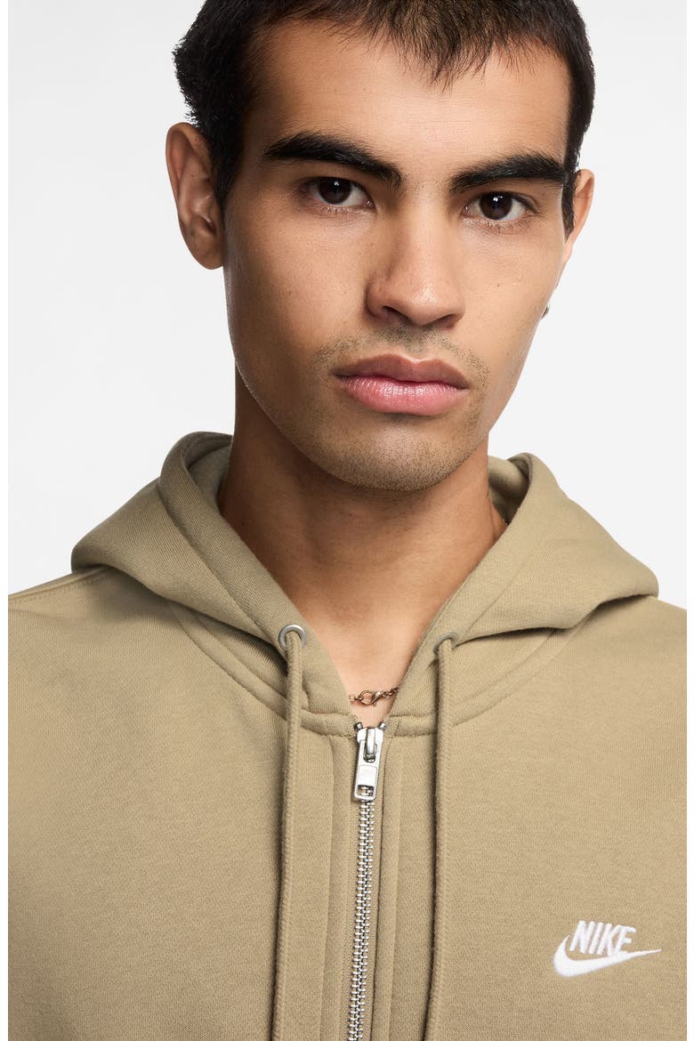 Club Fleece Zip Hoodie, Alternate, color, PARACHUTE BEIGE/ WHITE