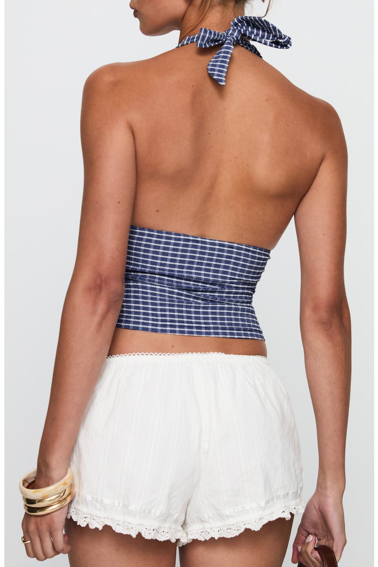 Whimsy Gingham Halter Top, Alternate, color, NAVY GINGHAM