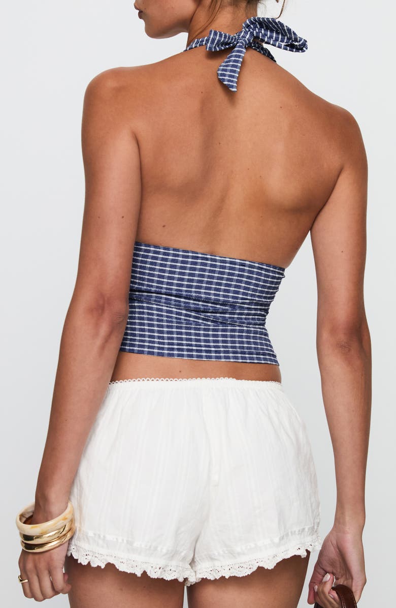 Princess Polly Whimsy Gingham Halter Top, Alternate, color, Navy Gingham