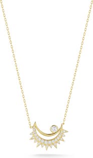 GLAZE JEWELRY Cubic Zirconia Crescent Moon Pendant Necklace