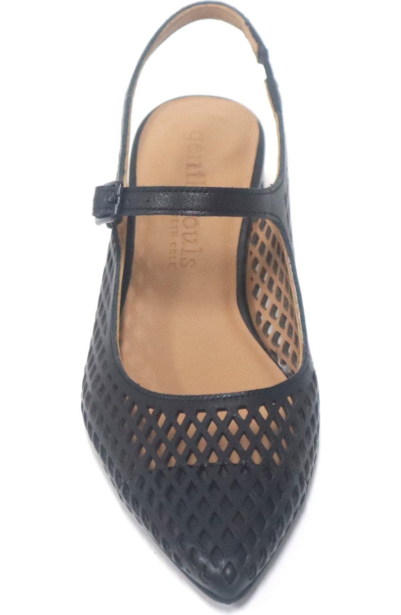 Gentle Souls Gladys Perf Slingback Pump, Alternate, color, Black Leather