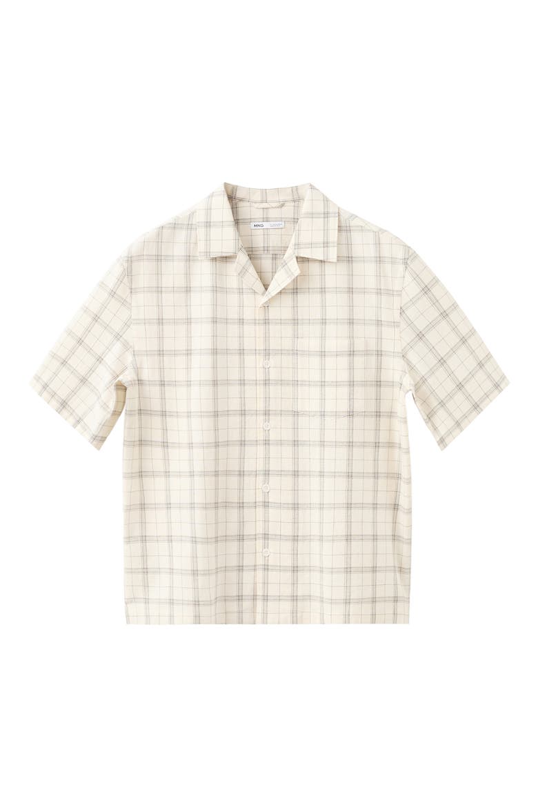 Plaid Short Sleeve Button-Up Shirt, Alternate, color, OFF WHITE