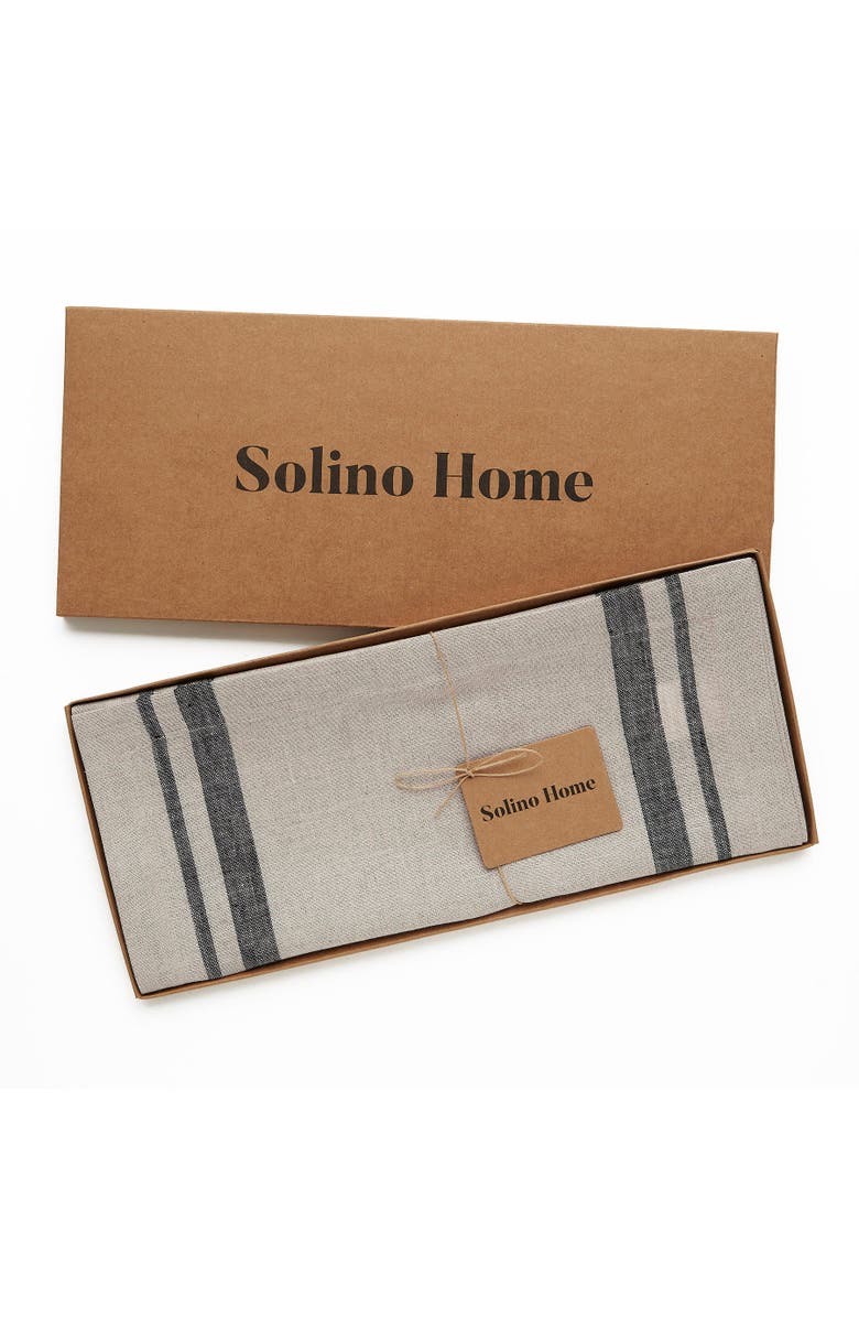 Solino Home Linen Table Runner for Dining Table, Holiday and Everyday Table Decor - French Stripe, Alternate, color, Black And Natural