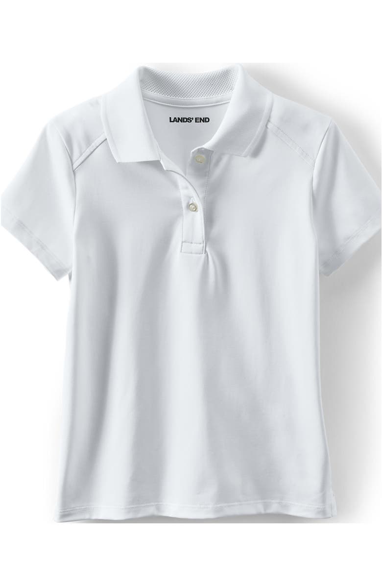 Lands' End School Uniform Girls Short Sleeve Feminine Fit Rapid Dry Polo Shirt, Alternate, color, White
