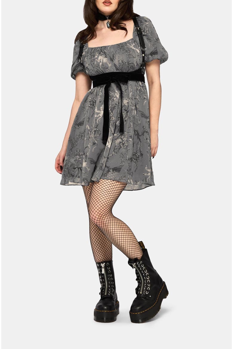 Merunicorn Enchanted Forest Mini Dress, Alternate, color, Charcoal