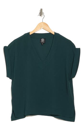 Bobeau Airflow V-neck Top In Peacock