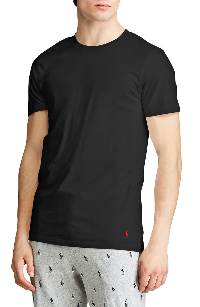 Polo Ralph Lauren 5-Pack Relaxed Fit Logo Embroidered Crewneck Undershirts, Alternate, color, Polo Black