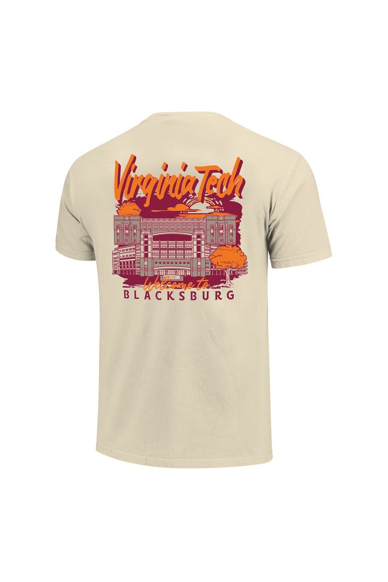 Men's Image One  Natural Virginia Tech Hokies Comfort Colors Hand-Drawn Campus Stack T-Shirt, Alternate, color, Natural