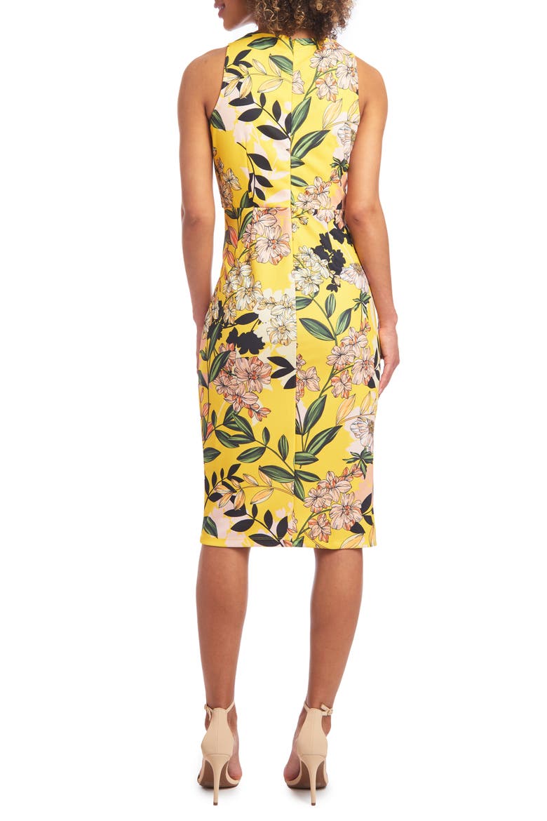 Twist Front Scuba Knit Sleeveless Sheath Dress, Alternate, color, SOLAR SUN COMBO