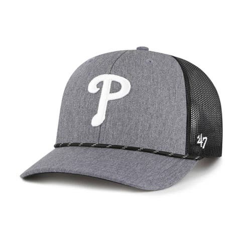 Men's '47 Charcoal Philadelphia Phillies Carbon Rope Trucker Adjustable Hat