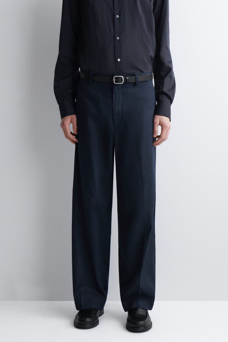 Cotton-Linen Relaxed-Fit Straight-Leg Pants, Alternate, color, NAVY