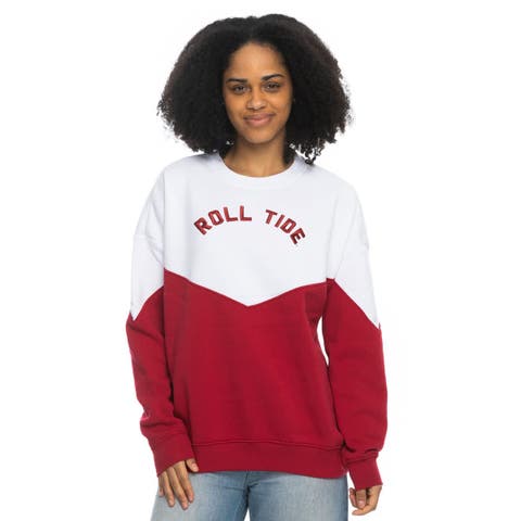 Women's ZooZatz White Alabama Crimson Tide Bestie Oversized Pullover Sweatshirt