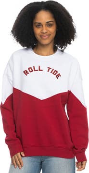 ZOOZATZ Women's ZooZatz White Alabama Crimson Tide Bestie Oversized Pullover Sweatshirt