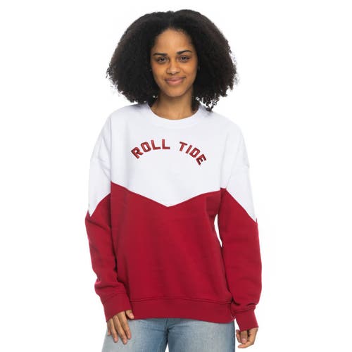 Zoozatz White Alabama Crimson Tide Bestie Oversized Pullover Sweatshirt