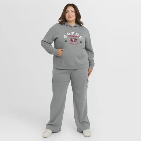 Women's WEAR by Erin Andrews Gray San Francisco 49ers Plus Size Waffle-Knit Long Sleeve Hooded Shirt & Pants Lounge Set