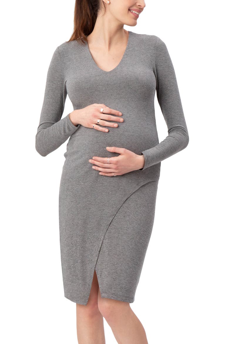 Lenox Long Sleeve Maternity Dress, Main, color, GREY