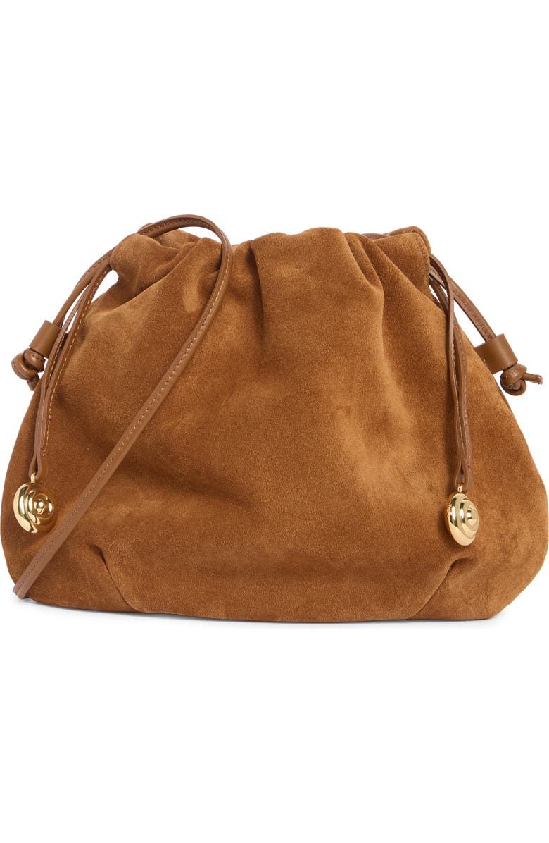 LIFFNER Charm Suede Bucket Bag, Main, color, Saddle Brown