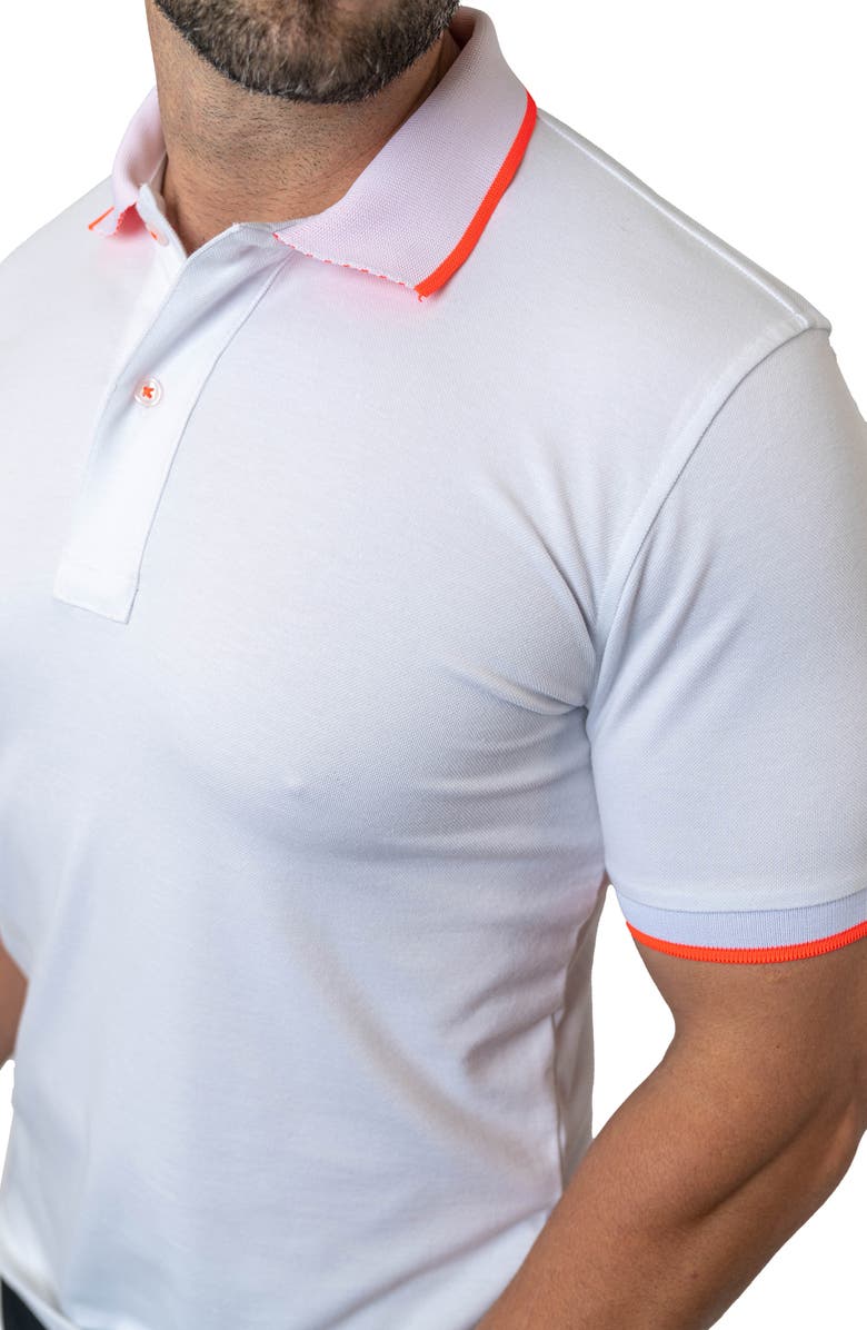 Maceoo Mozarttokyo Tipped White Graphic Polo, Alternate, color, White